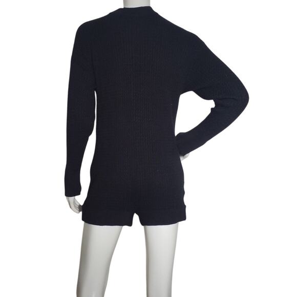 WeWoreWhat Black Mock Neck Sweater Romper XS Zip Front Long Sleeve - Picture 4 of 9